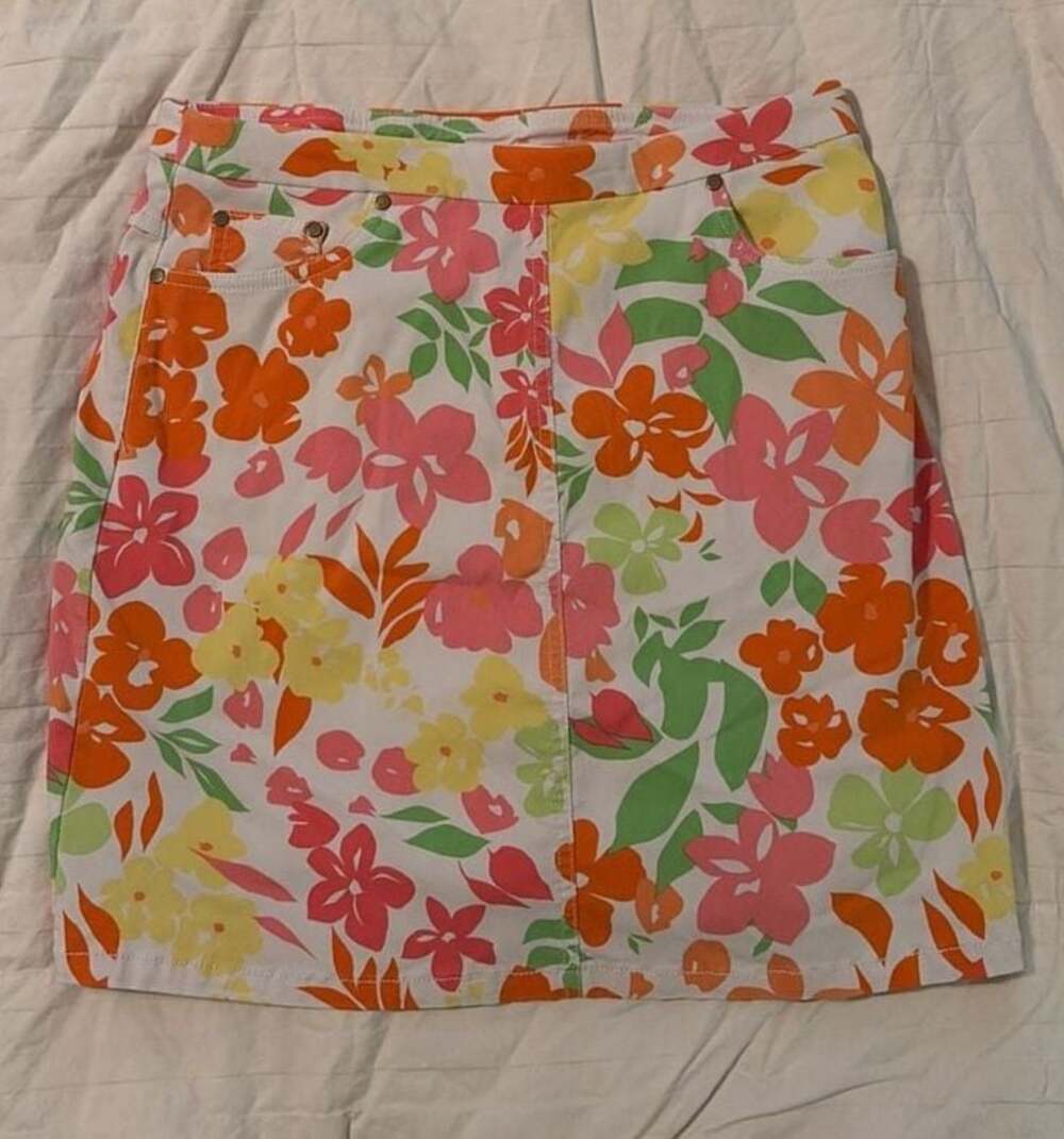 Hearts of Palm Y2K Tropical Floral Print Summer Vacation Mini Skort Size 6